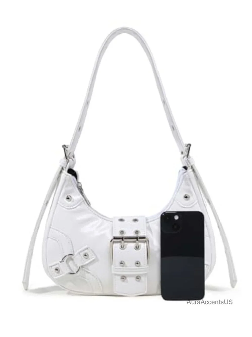 Vintage Y2K Studded PU Leather Hobo Shoulder Bag
